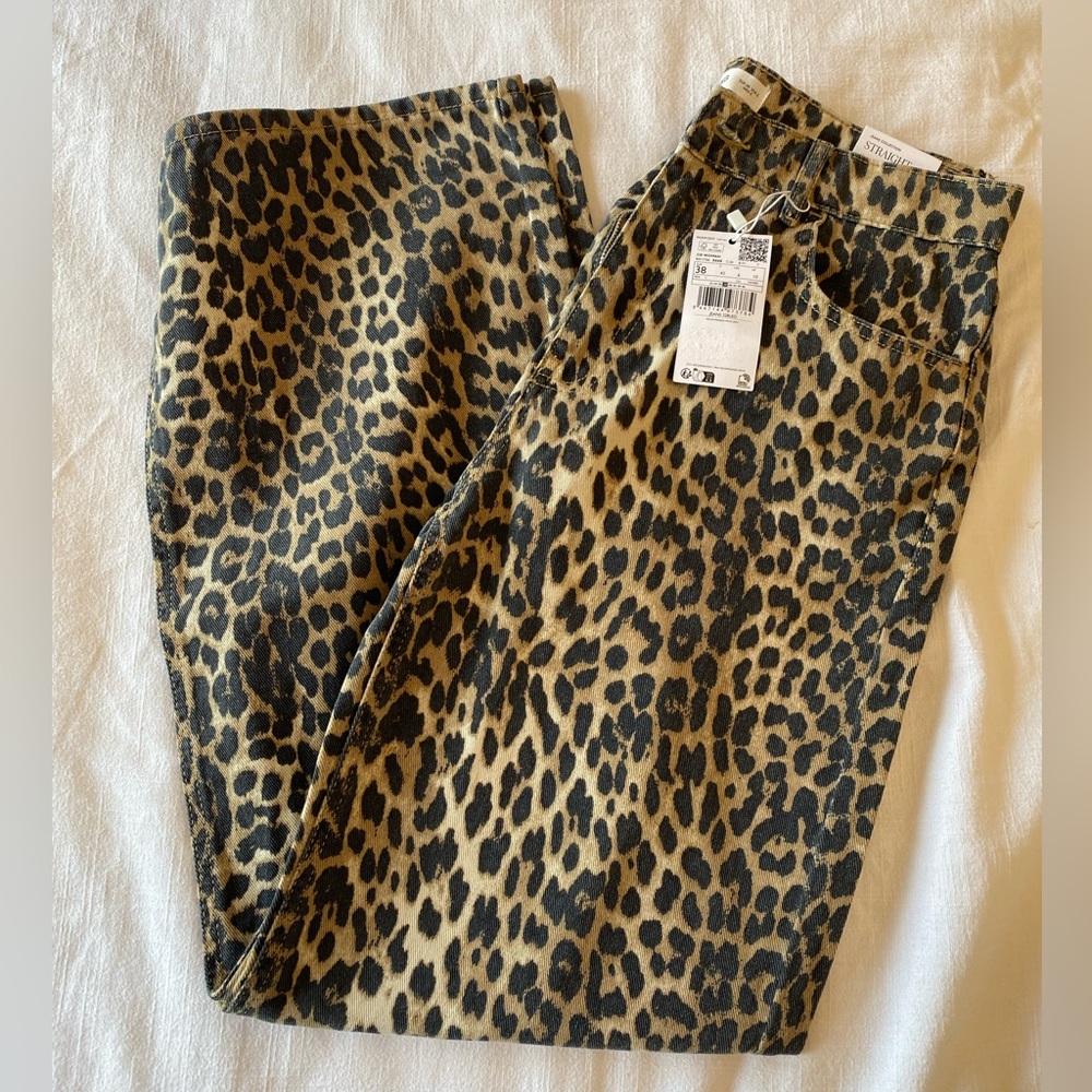 MNG Leopard Print High Waist Jeans